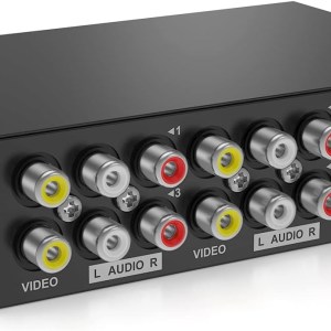 MT-ViKI 4 Way AV RCA Switch, 4 in 1 Out Composite Video L/R Audio Switcher Selector Box for DVD Player, SNES, N64, PS2/3 Game