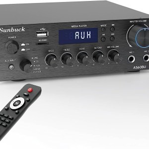 Sunbuck Home Audio Amplifier Stereo Receivers with Bluetooth 5.0, 300W 2 Channel Power Amplifier Stereo System, w/USB, SD, AUX,