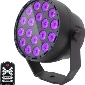 LED Par Stage Light, Exulight 18x3W Black Lights, DMX 512 IR Remote Control Sound Activated Projector Lamp for Party Bar Club DJ