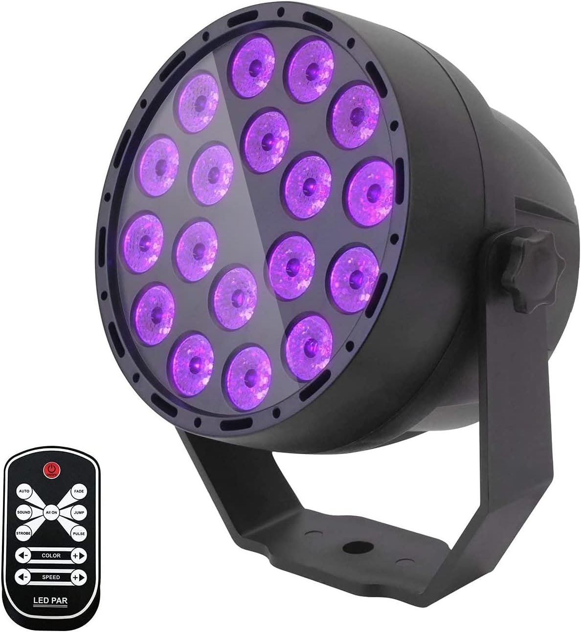 LED Par Stage Light, Exulight 18x3W Black Lights, DMX 512 IR Remote Control Sound Activated Projector Lamp for Party Bar Club DJ