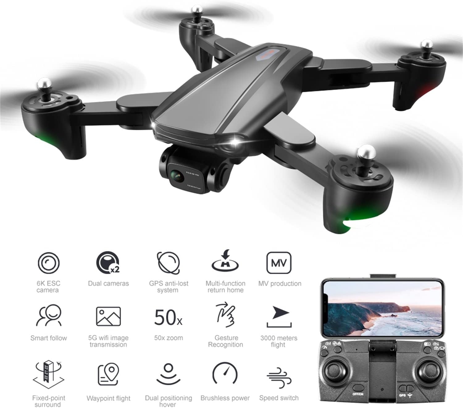 2022 Upgraded Drone With,Gps Aerial Photography 4k Dual-Camera Optical Flow Positioning Four-Axis Drone 5g, Drone With - Image 7