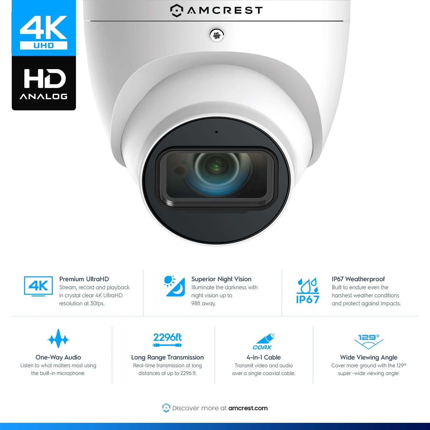 Amcrest ProHD 4K Dome Outdoor Security Camera, 4K (8-Megapixel), Analog Camera (Not PoE, WiFi, or IP Camera), IP67 Weatherproof - Image 9
