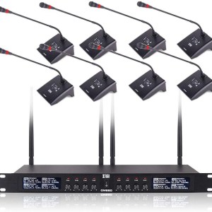 XTUGA CM280 UHF 8 Channels Professional Gooseneck Microphone System Conference Mics Fixed frequency Super-low background