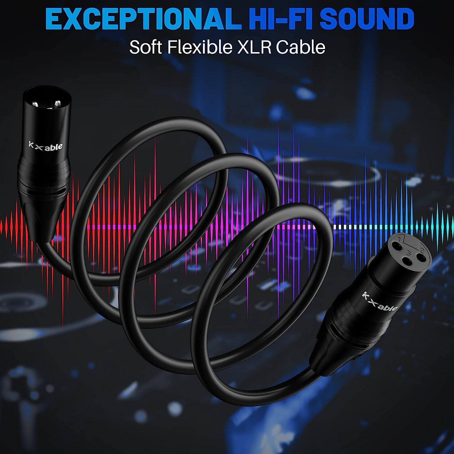 XLR Microphone Cable 15 Feet (2 Pack, 2 Colors), 3 Pin Shielded Balanced Male to Female Mic Cord, DMX Cable for Amplifier, - Image 4