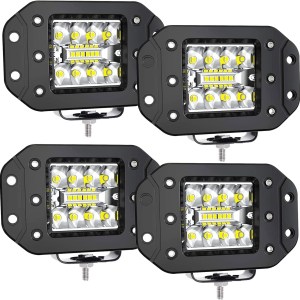 LED Light Bar TURBO SII 4Pcs 3x3 4.5inch LED Lights Cube Pods Flush Mount Spot Beam Offroad Backup Driving Lighting Front Bumper