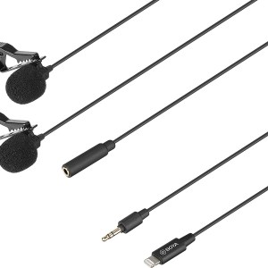 BOYA BY-M2D - Digital Dual Lavalier Microphones for iOS Devices, Black