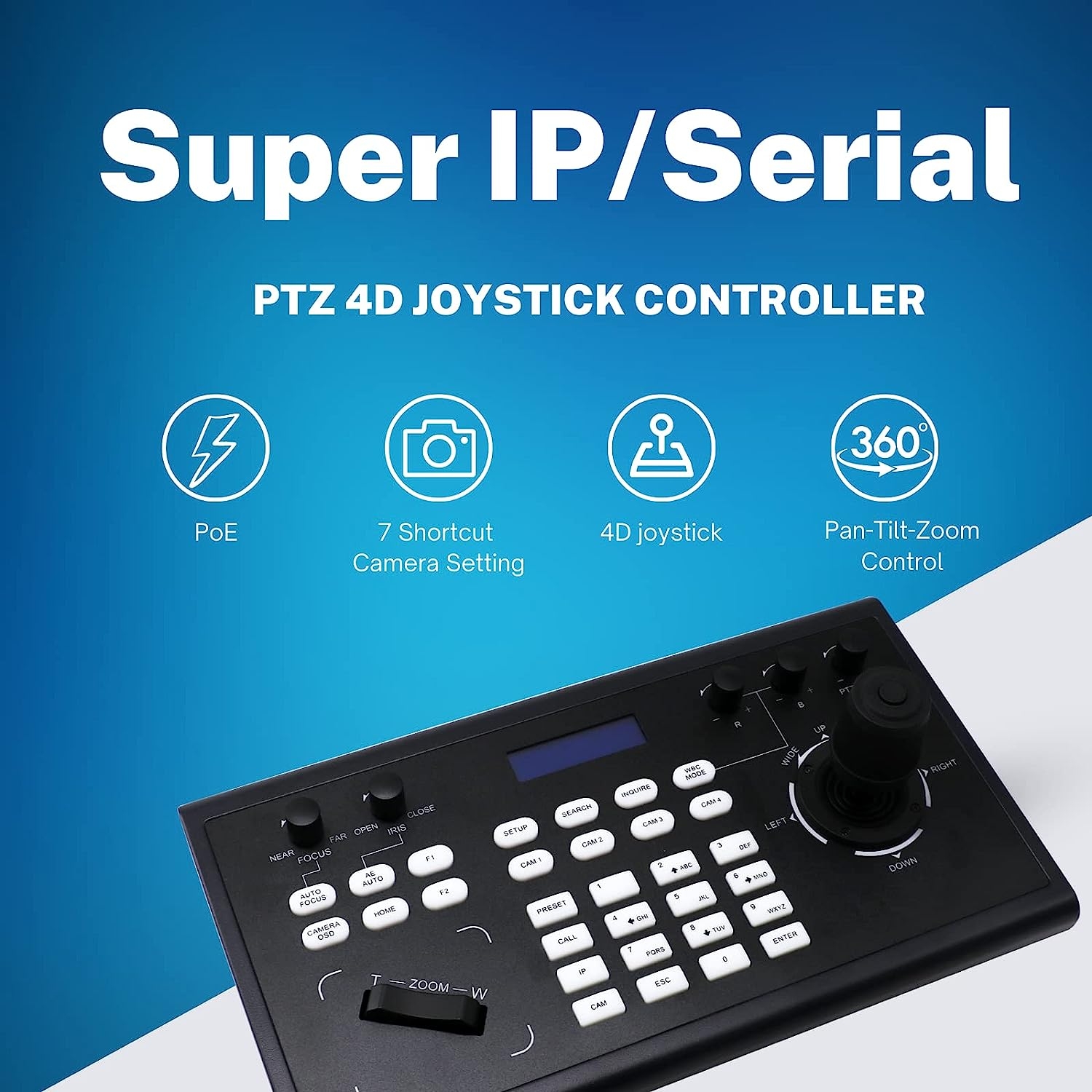 Zowietek New Gen PTZ IP Keyboard | Network Controller | 4D Joystick with POE | 5 Inch LCD Screen | Decoding H.264 and H.265 | - Image 25