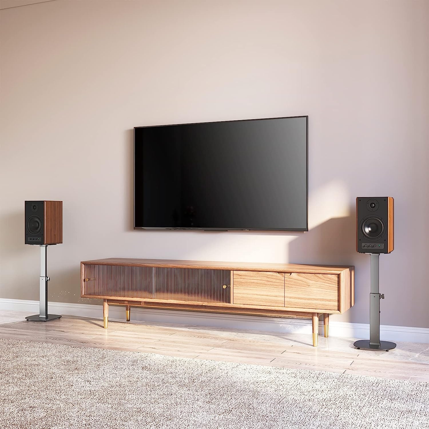 WALI Universal Speaker Stands, Surround Sound Speaker Stands for Satellite & Bookshelf Speakers Up to 22lbs, Height Adjustable - Image 9