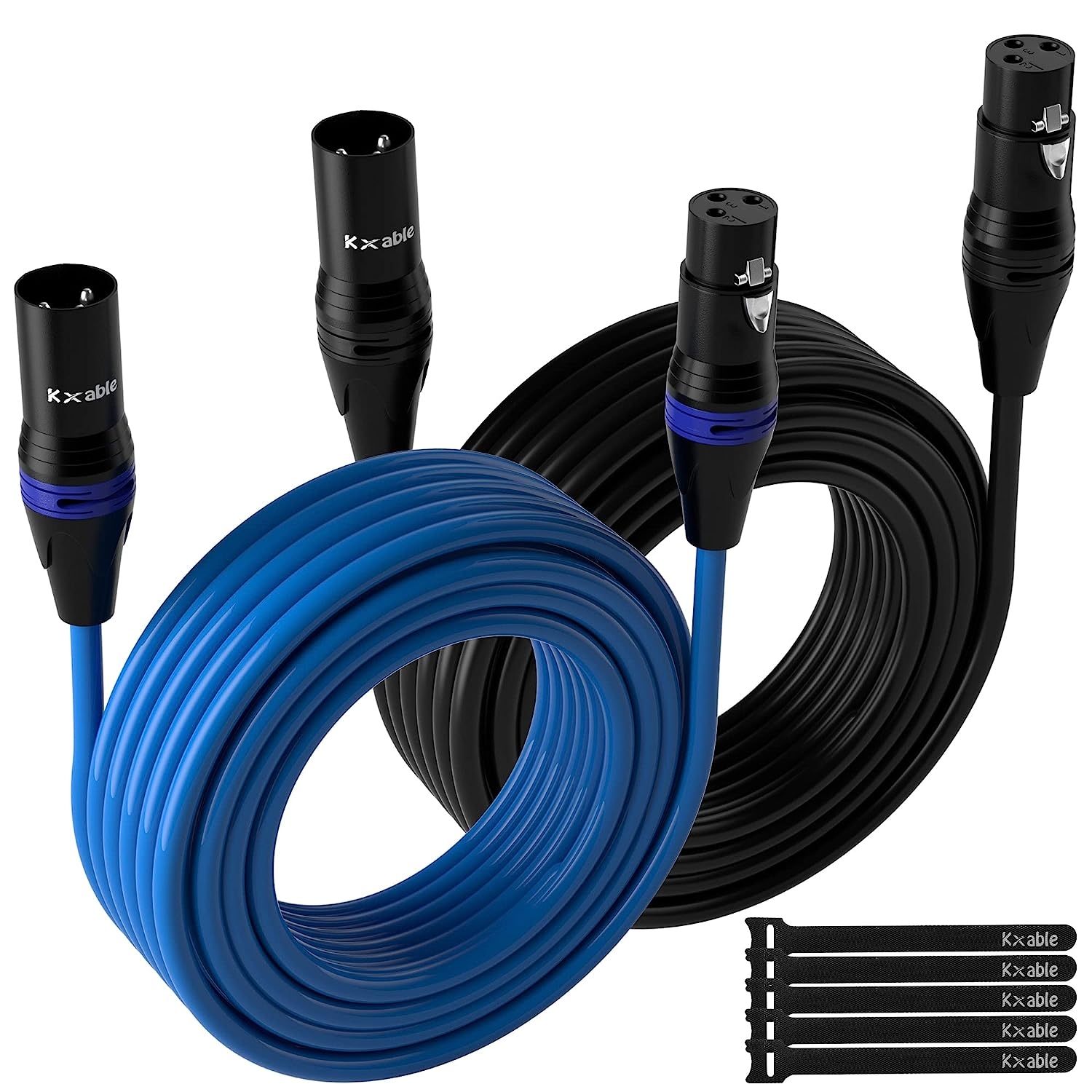 XLR Microphone Cable 15 Feet (2 Pack, 2 Colors), 3 Pin Shielded Balanced Male to Female Mic Cord, DMX Cable for Amplifier, - Image 13