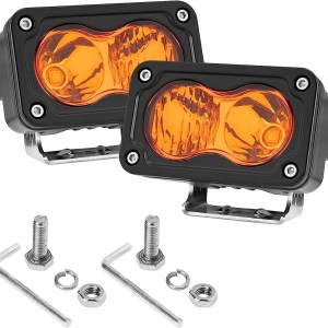 LED Combo Amber Pods Lights, ANGU-OFFROAD Pod Lights Driving Fog Lights 2Pcs 3Inch 40W LED Cubes Light Bar Bumper Lights Super