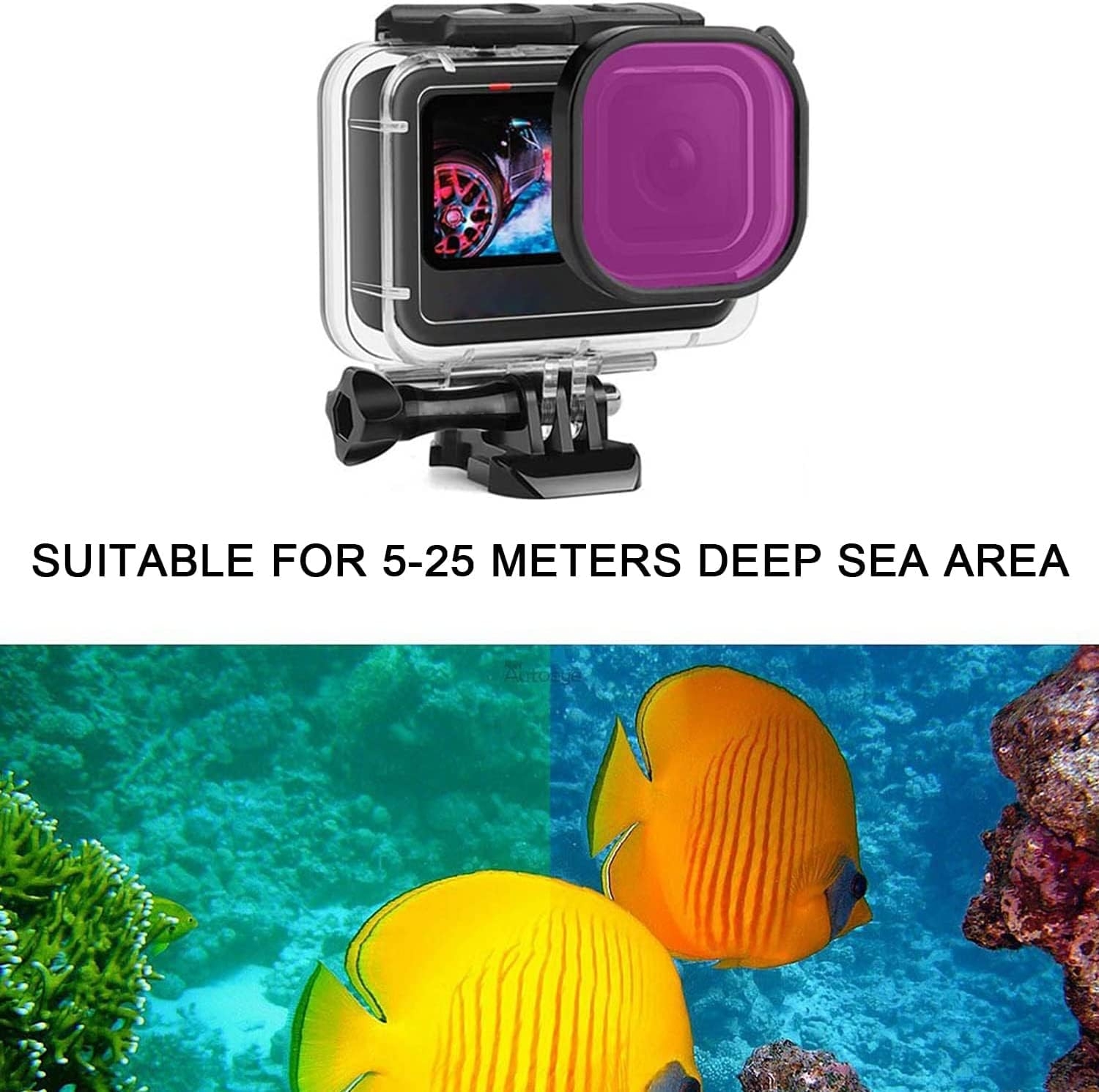 FitStill 60M Waterproof Case for GoPro Hero 11 Black/Hero 10 Black/Hero 9 Black, Protective Underwater Dive Housing Shell with - Image 3