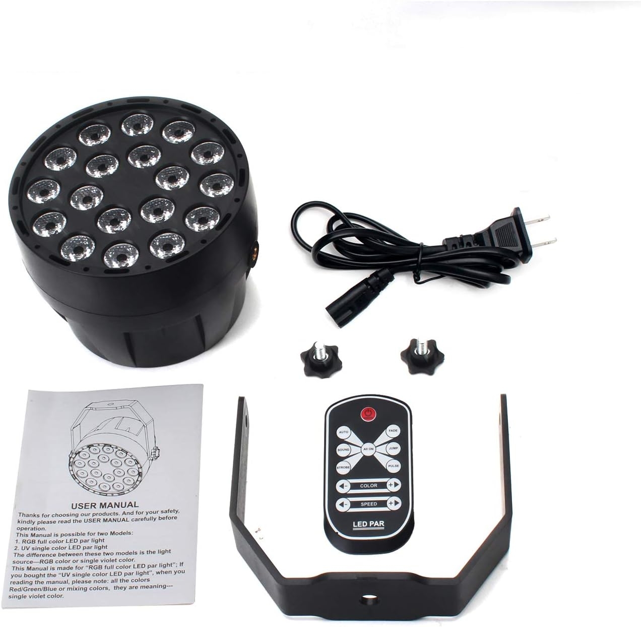 LED Par Stage Light, Exulight 18x3W Black Lights, DMX 512 IR Remote Control Sound Activated Projector Lamp for Party Bar Club DJ - Image 7