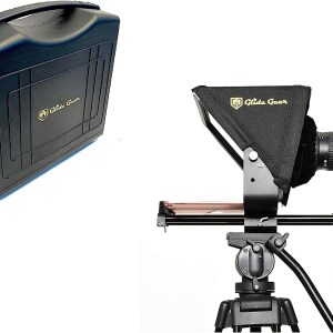 Glide Gear TMP 500 Universal Video Camera Tripod Teleprompter 15mm Rails w/ Carry Case