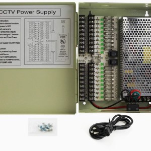 InstallerCCTV 18 Outputs 12 Amp 12V DC CCTV Distributed Power Supply Box for Security Camera, UL Listed