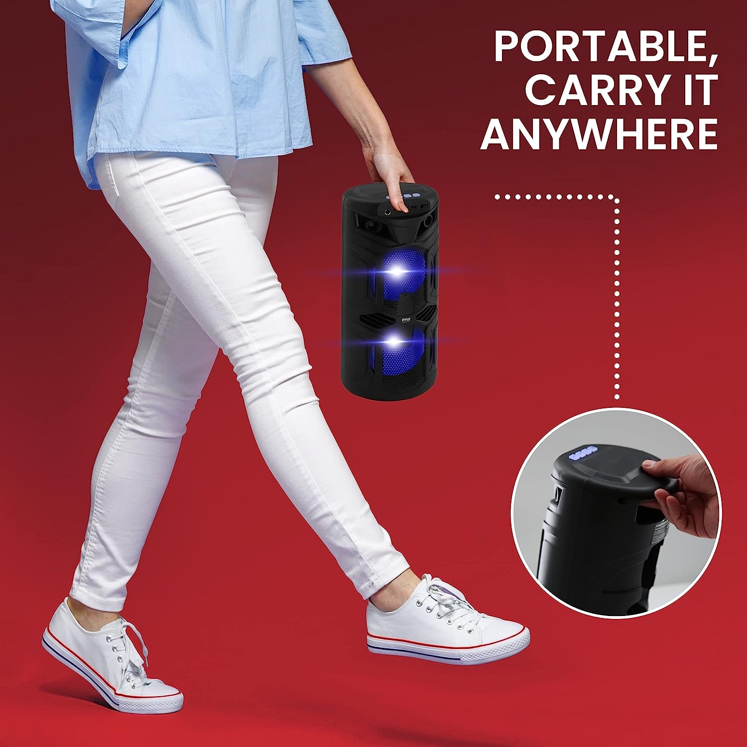 Portable Bluetooth PA Speaker - 240W Dual 8" Rechargeable Indoor/Outdoor BT Karaoke Audio System - TWS, Party Lights, LED - Image 13