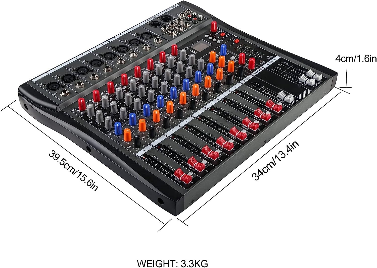 Dj Mixer Board 8 Channel Mixer Professional Digital Audio Mixer with Bluetooth, USB Sound Mixer with MP3 Playback, XLR - Image 42