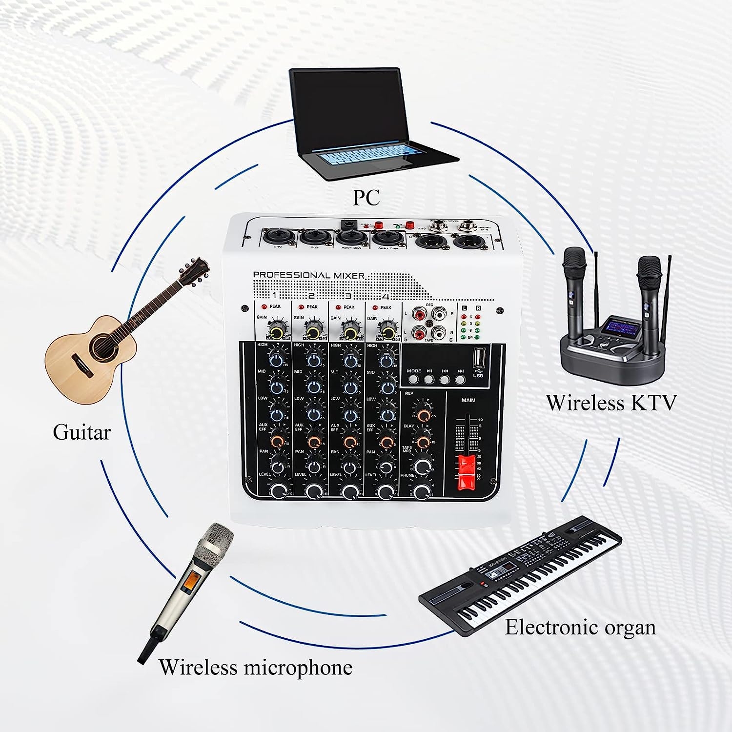 Dj Mixer Board 8 Channel Mixer Professional Digital Audio Mixer with Bluetooth, USB Sound Mixer with MP3 Playback, XLR - Image 9