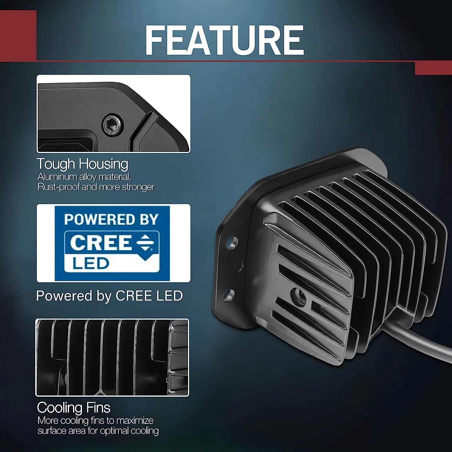 LED Cubes with DRL, OFFROADTOWN 2PCS 3 Inch 80W LED Pods Light with Wiring Harness Daytime Running Light Square LED Driving - Image 3