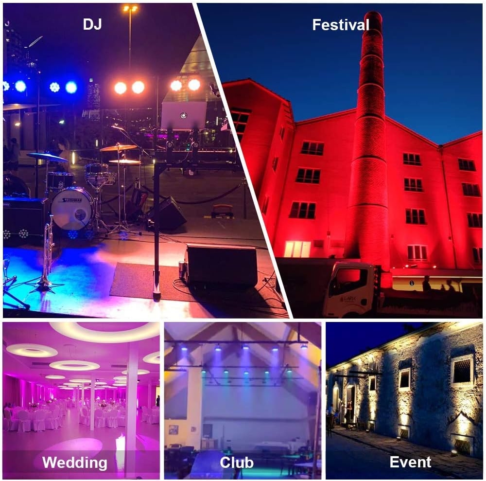 RIUKOE Stage Light Led Par Aluminum Cast Fanless Accent Light DMX RGBW 96W Dj Lights Sound Activated Powerful SlimPAR Led Wash - Image 13