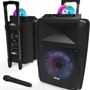Wireless Portable PA Speaker System - 700 W Battery Powered Rechargeable Sound Speaker and Microphone Set with Bluetooth MP3 USB