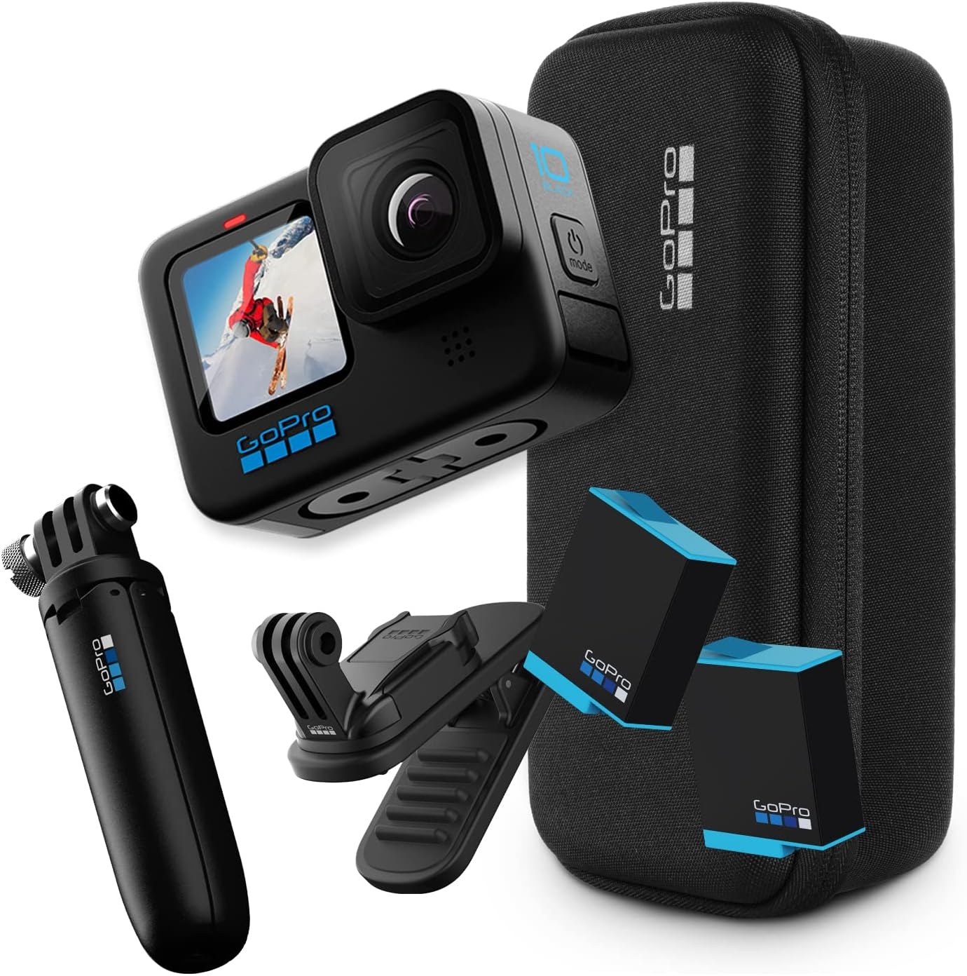 GoPro HERO10 Black Accessory Bundle - Includes HERO10 Camera, Shorty (Mini Extension Pole + Grip), Magnetic Swivel Clip,
