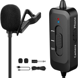 Professional Lavalier Microphone for iPhone, Lavalier Lapel Microphone with USB Charging, Omnidirectional Lapel Mic with Noise