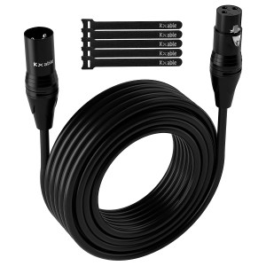XLR Microphone Cable 15 Feet (2 Pack, 2 Colors), 3 Pin Shielded Balanced Male to Female Mic Cord, DMX Cable for Amplifier,