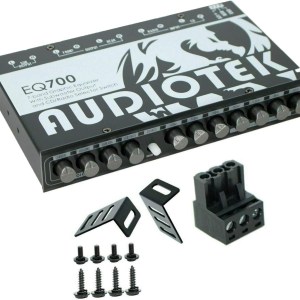Audiotek AT-EQ700 1/2 Din 7 Band Car Audio Equalizer EQ w/Front, Rear + Sub Output | Auxiliary Stereo RCA Input - 3 Stereo RCA