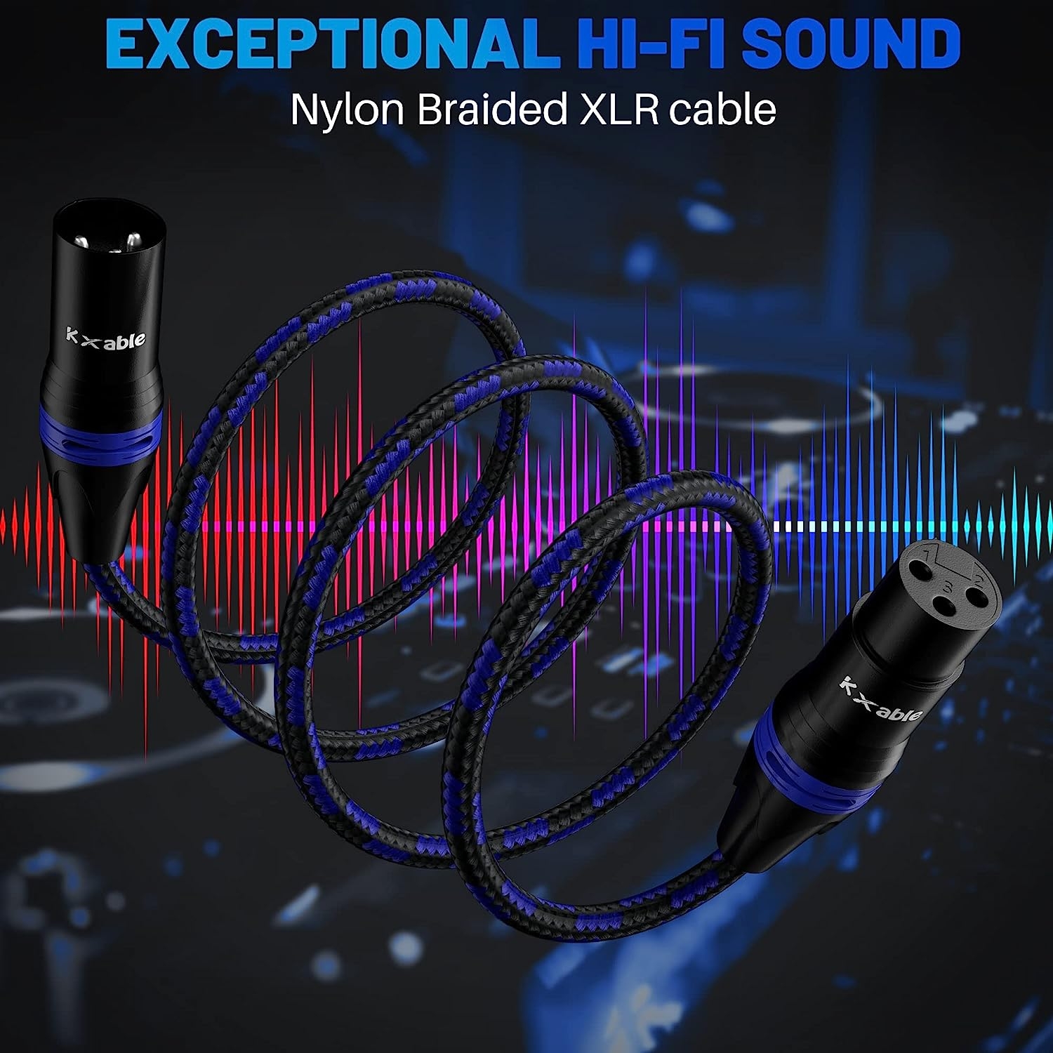 XLR Microphone Cable 15 Feet (2 Pack, 2 Colors), 3 Pin Shielded Balanced Male to Female Mic Cord, DMX Cable for Amplifier, - Image 10