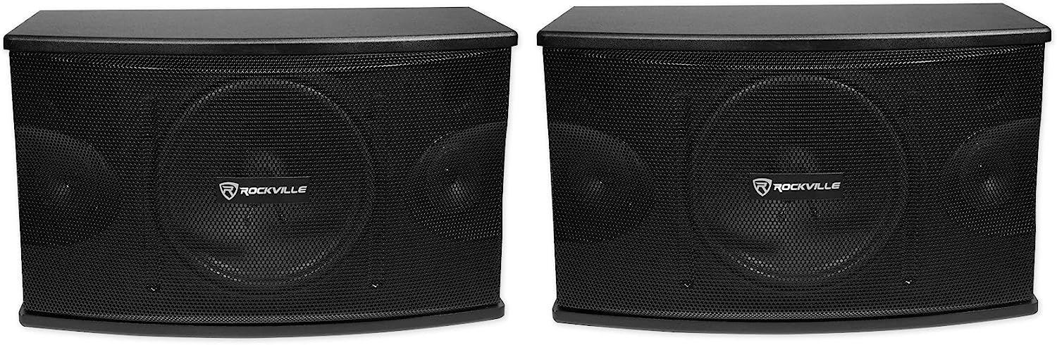 Rockville Pair KPS10 10" 3-Way 1200 Watt Karaoke Speakers+Wall Brackets/MDF, Black - Image 9