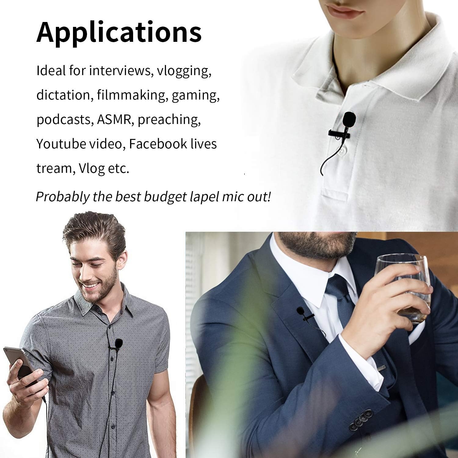 BOYA Microphones by-M1 Compact Smartphone Camera DSLR Lavalier Microphones for iPhone Android Samsung Sony Nikon (19.7ft) - Image 3