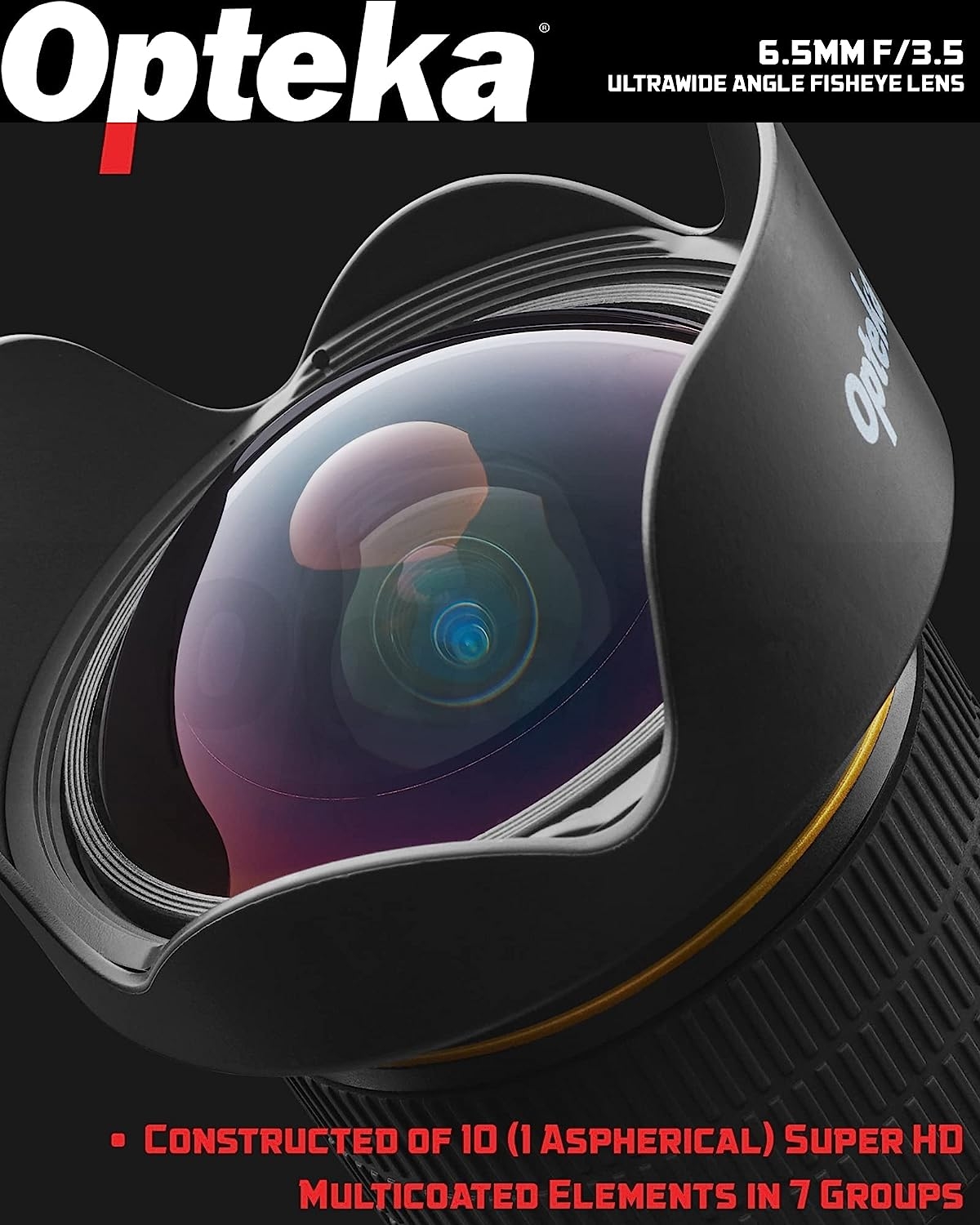 Opteka 6.5mm f/3.5 Professional Ultra Wide Angle Aspherical Fisheye Lens for Canon EF-Mount EOS 90D, 80D, 77D, 70D, 60D, 50D, - Image 2