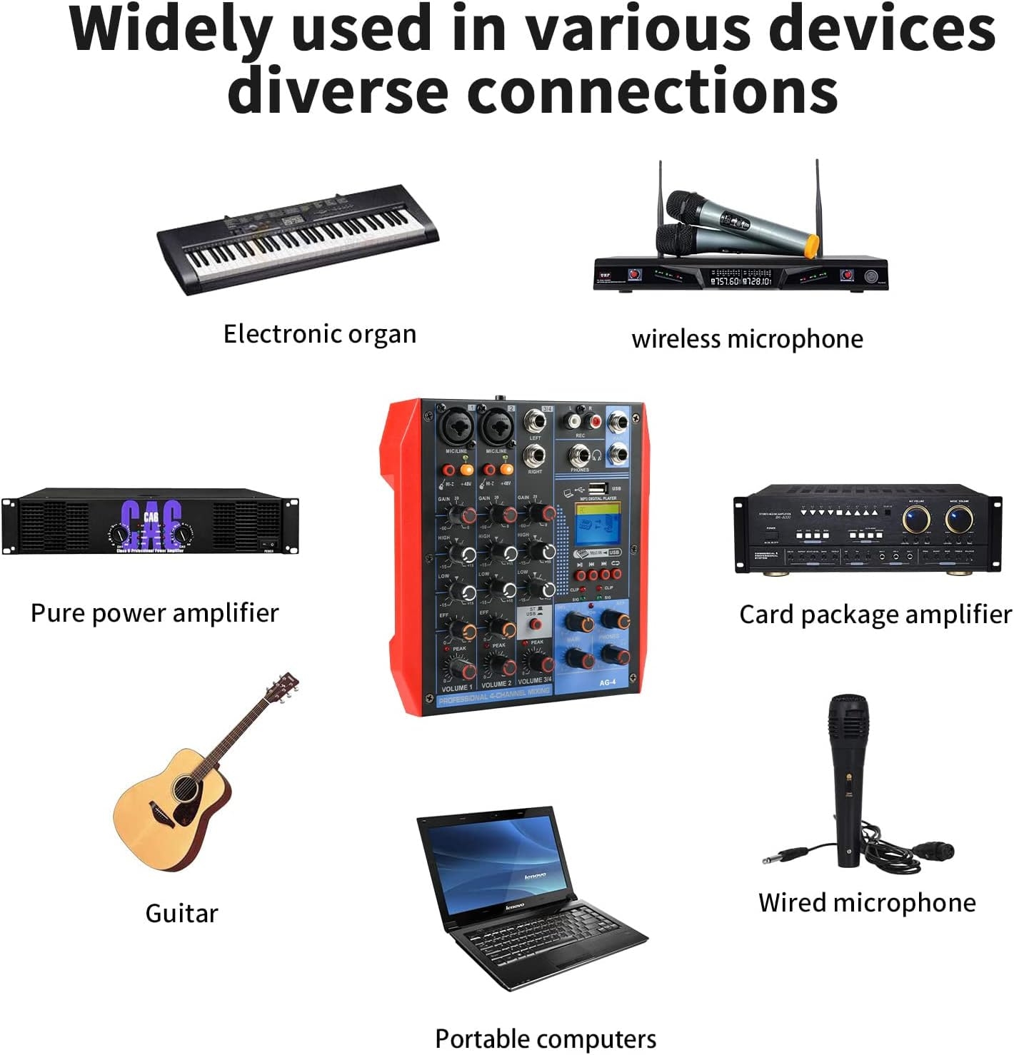 Dj Mixer Board 8 Channel Mixer Professional Digital Audio Mixer with Bluetooth, USB Sound Mixer with MP3 Playback, XLR - Image 4