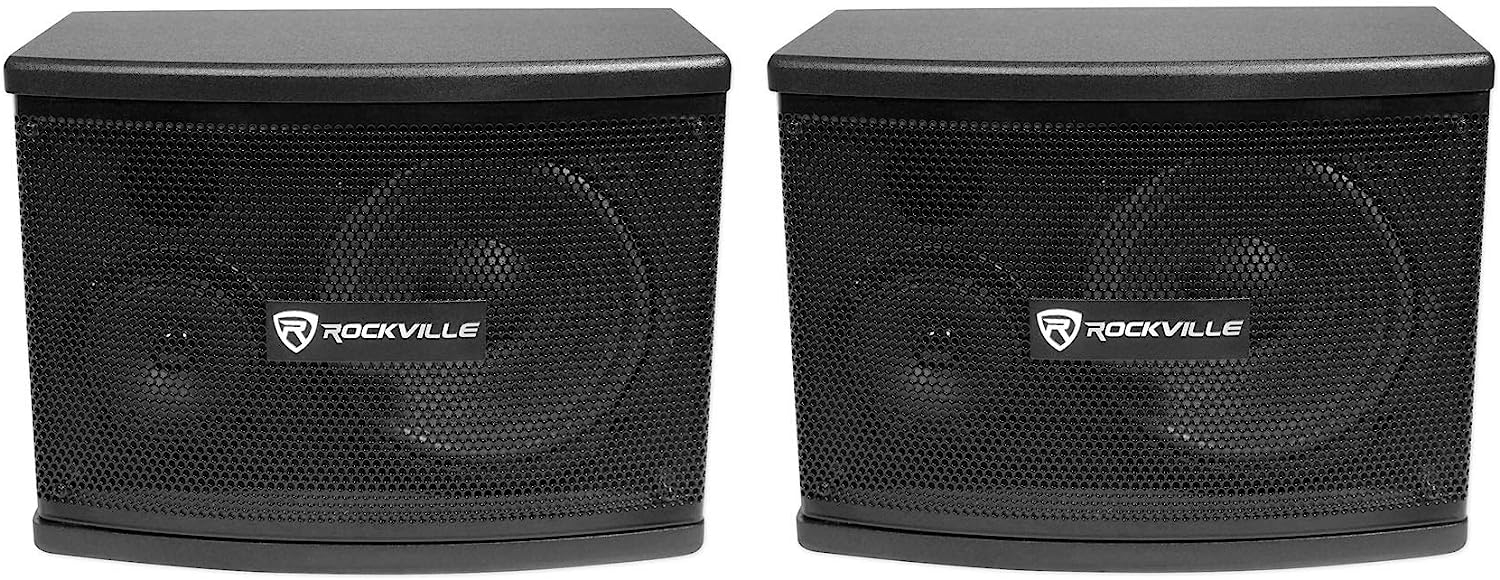 Rockville Pair KPS10 10" 3-Way 1200 Watt Karaoke Speakers+Wall Brackets/MDF, Black