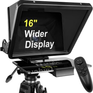 16-inch Large Teleprompters, for All Models iPad and Smartphones, 70/30 Beam Splitter Glass, Aluminum Body and a Suitcase, Any