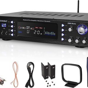 Wireless Bluetooth Home Stereo Amplifier - Hybrid Multi-Channel 3000 Watt Power Amplifier Home Audio Receiver System w/AM/FM