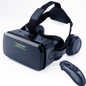 VR Headset Virtual Reality Headset 3D Glasses with 120°FOV, Anti-Blue-Light Lenses, Stereo Headset, for All Smartphones with