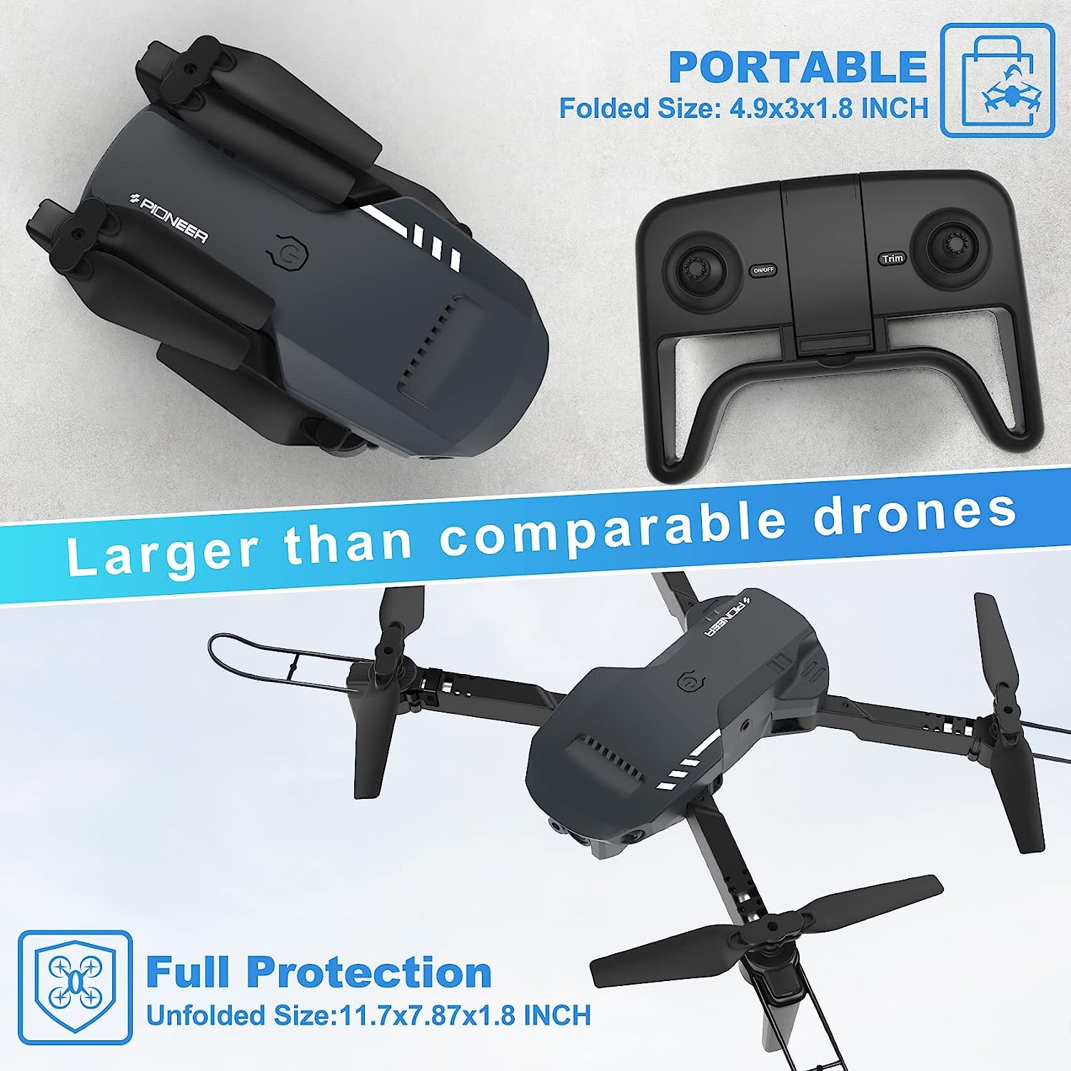 RADCLO Mini Drone with Camera - 1080P HD FPV Foldable Drone with