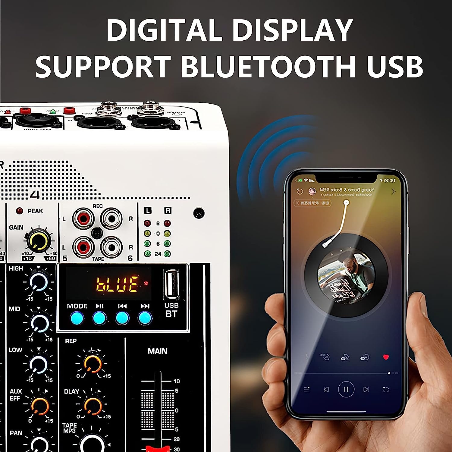 Dj Mixer Board 8 Channel Mixer Professional Digital Audio Mixer with Bluetooth, USB Sound Mixer with MP3 Playback, XLR - Image 10