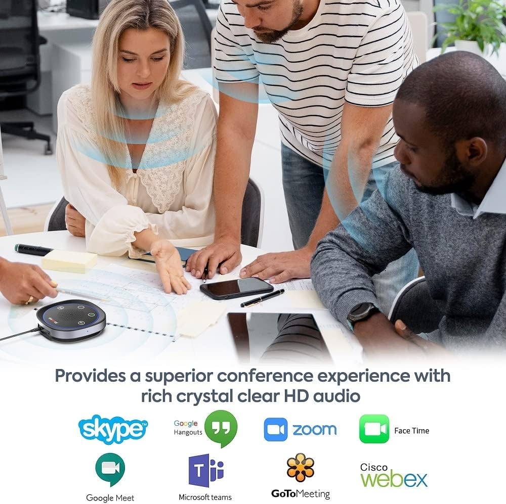 USB Speakerphone Microphone, Conference Speaker Omnidirectional Computer Mic, with 360º Voice Pickup, Touch-Sensor Buttons for - Image 13