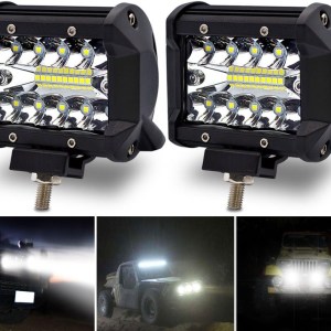 LED Pods 4 Inch Light Bar Safego 2Pcs 60W 6000LM Triple Row Spot Beam Cree Chips Led Bar Offroad Light Driving Fog Lights for