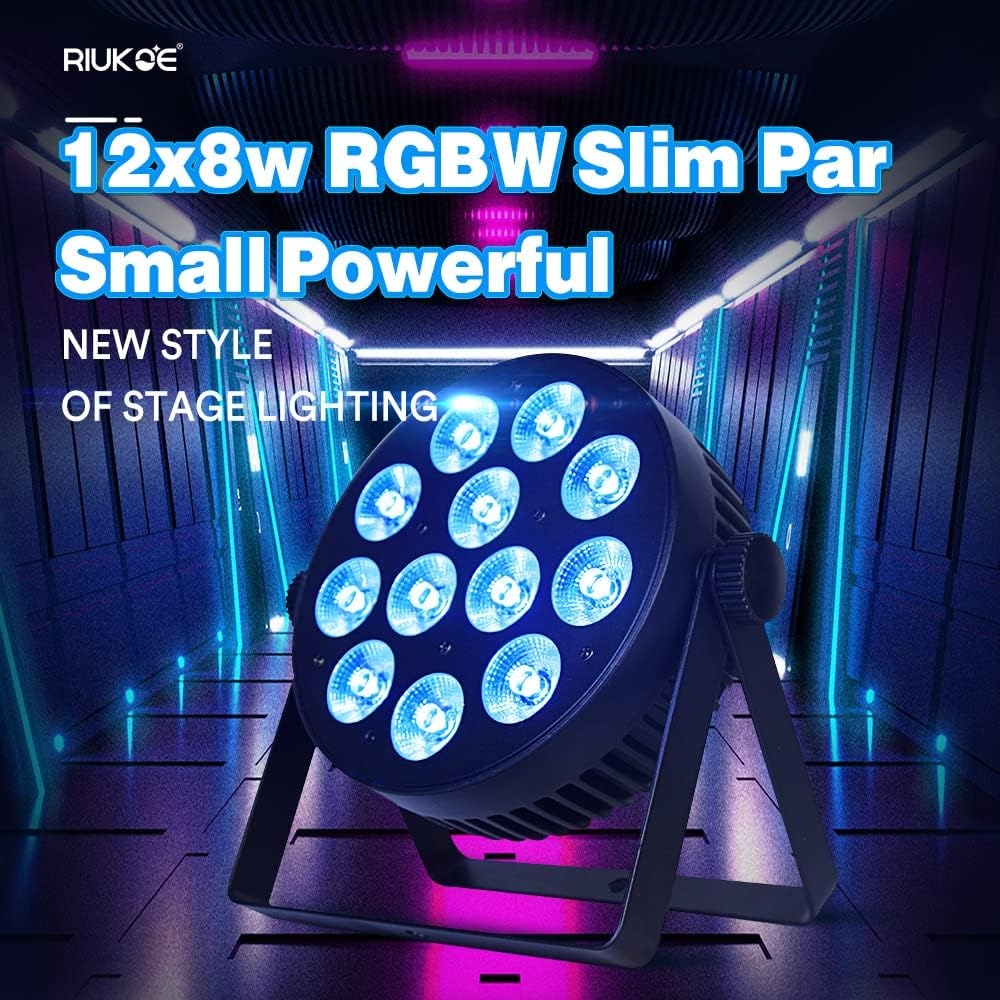 RIUKOE Stage Light Led Par Aluminum Cast Fanless Accent Light DMX RGBW 96W Dj Lights Sound Activated Powerful SlimPAR Led Wash - Image 3