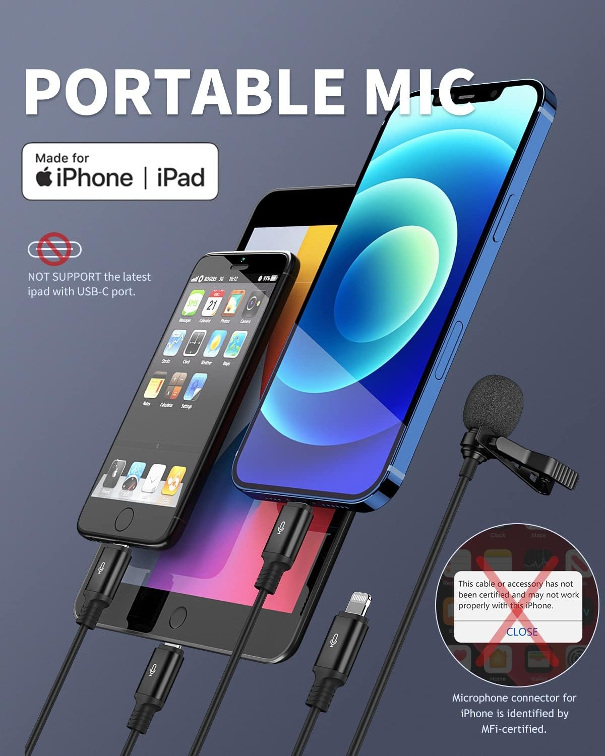 Microphone Professional for iPhone Lavalier Lapel Omnidirectional Condenser Mic Phone Audio Video Recording Easy Clip-on - Image 3
