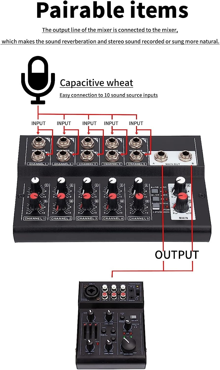 TBGFPO 10-Channel Mixing Console Digital Audio Mixer Stereo usb mixer audio for Recording DJ Network Live Broadcast - Image 3