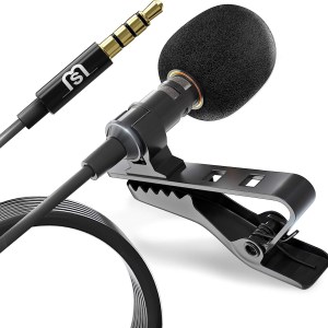 Professional Wired Lavalier Lapel Clip On Microphone for iPhone and Android Smartphone or Camera Omnidirectional Tiny Shirt Mic