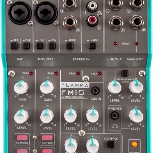 FLAMMA FM10 Professional Audio Mixer 6 Channel Stereo SoundBoard Digital Mixing Console Multi-Purpose Audio Interface with
