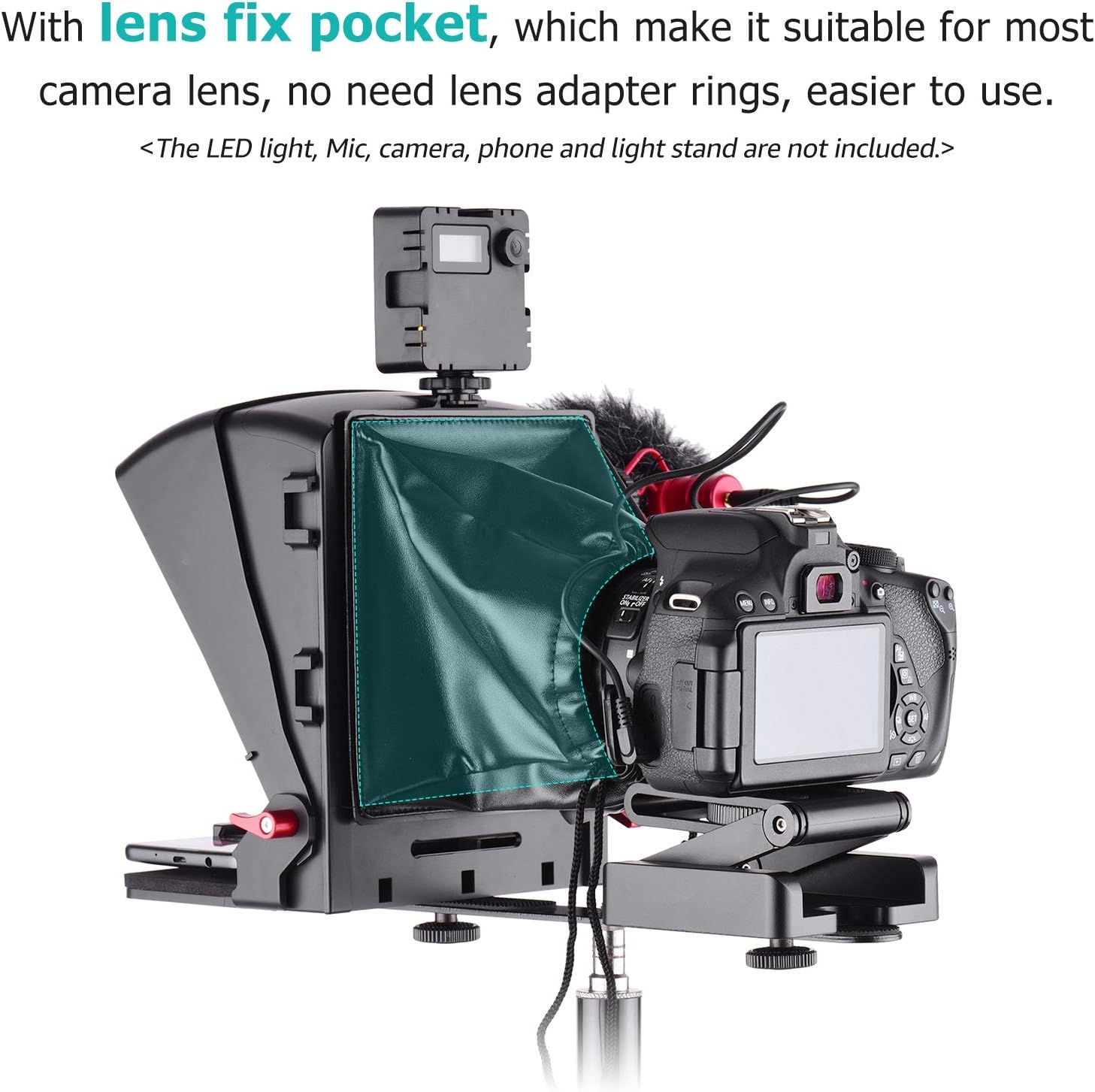 Andoer A1 Universal Portable Teleprompter Prompter for Smartphone/Tablet/DSLR Camera Video Recording Live Streaming Interview - Image 4