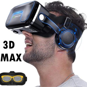VR Headset/Goggles, 2018 3D Viewing Virtual Reality Glasses w/ 3D HiFi Headphones for 3D Movie Video Game Compatible for iOS
