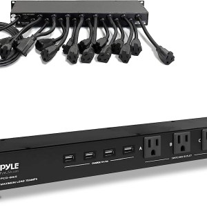 Pyle 19 Outlet 1U 19" Rackmount PDU Power Distribution Supply Center Conditioner Strip Unit Surge Protector 15 Amp Circuit