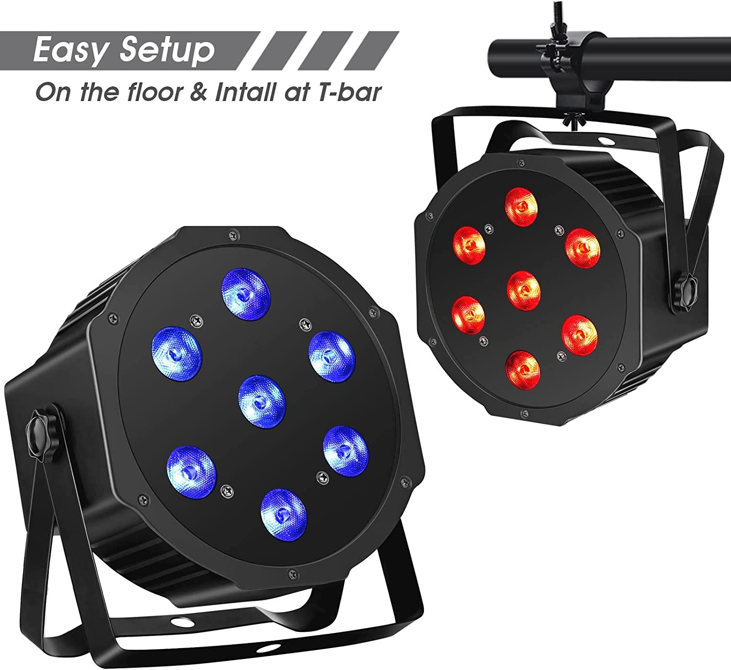 4 Pack Stage Light, 70W 7LEDs RGBW Par Lights with Remote Control, Sound Activated Par Can Lights Compatible with DMX, Par - Image 7